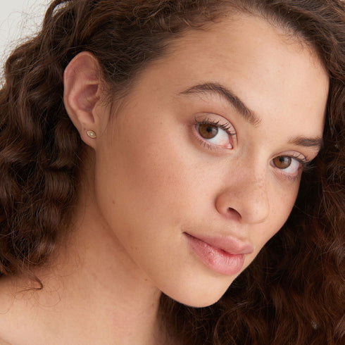 Evil Eye Gold Stud Earrings